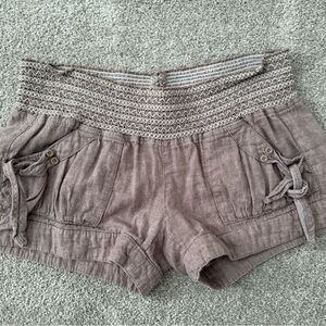 Stylish Brown Women's Shorts stretch waist low rise size 3